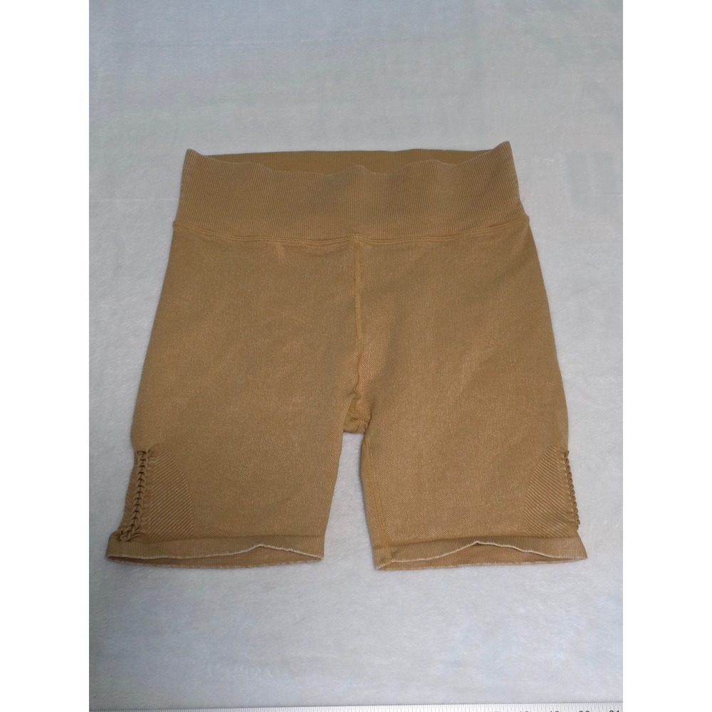 OFFLINE by Aerie High Rise 7 Inch Bike Shorts Tan Ribbed Macrame Large